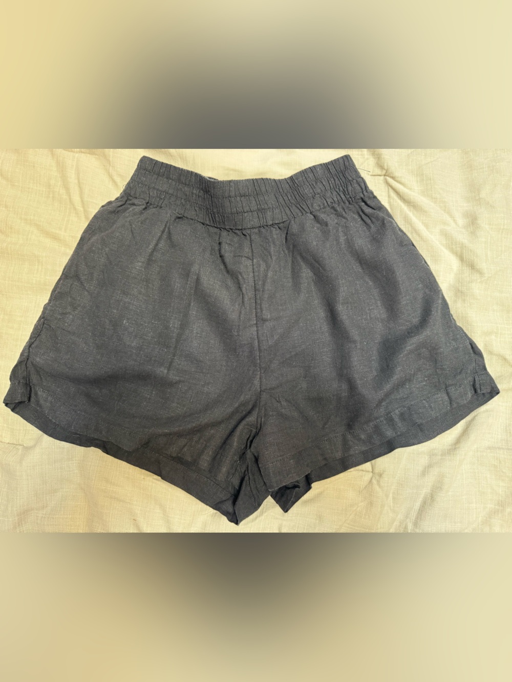 Dynamite Black High-Waist Linen-Blend Shorts